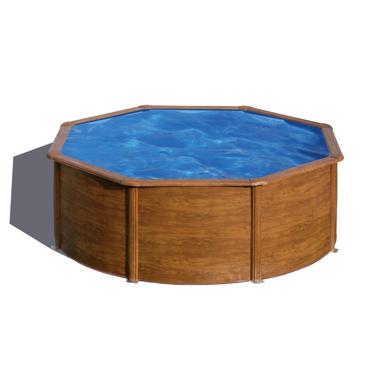 Piscina rotonda Gre Pool Pacific effetto legno, Ø 350 cm, altezza 120 cm, colori legno.