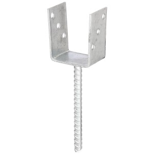 Supporto per palo a U zincato a caldo con ancoraggio in cemento da cementare.