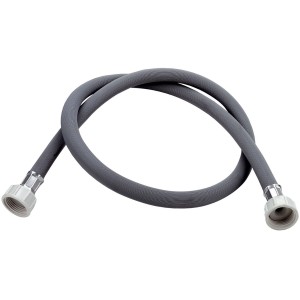 Tubo di prolunga sifone grigio con connettori filettati.