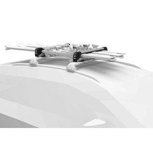 Portasci da tetto auto SnowPack Extender 5 paia argento