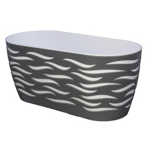 Fioriera da balcone grigia con motivo ondulato.