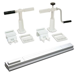 t.b.t. per copertura piscina interrata, composto da manovella, fissaggi e tubi in alluminio.