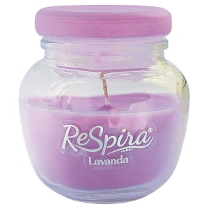 Candela profumata in vetro lavanda con tappo ermetico 80 gr