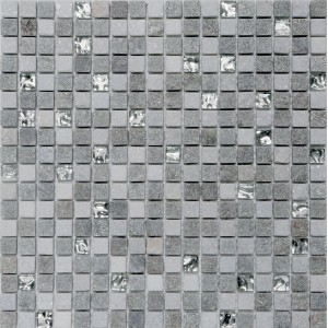 Mosaico t.b.t. nei toni del grigio e argento.