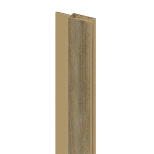 Dettaglio di una porta a soffietto t.b.t., beige con decoro legno.
