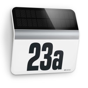 Lampada LED solare per numero civico Steinel XSolar LH-N in acciaio inox con numero 23a.