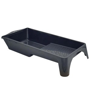 Vaschetta per pittura nera in plastica per lavori di imbiancatura.