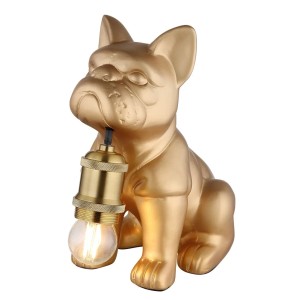 Lampada da tavolo DOGO forma di cucciolo di cane ceramica oro satinata