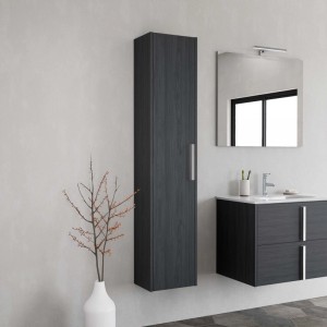 Mobile bagno colonna sospesa reversibile 1 anta finitura olmo onyx 34x162x25 cm