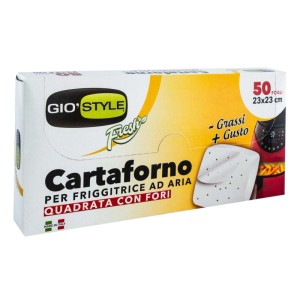 Set 50 fogli carta forno per friggitrice ad aria 23x23 cm