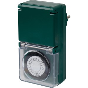 Timer meccanico giornaliero verde con 48 impostazioni per casa e giardino.