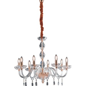 Elegante lampada/lampadario t.b.t. con vetro cristallo e otto luci.