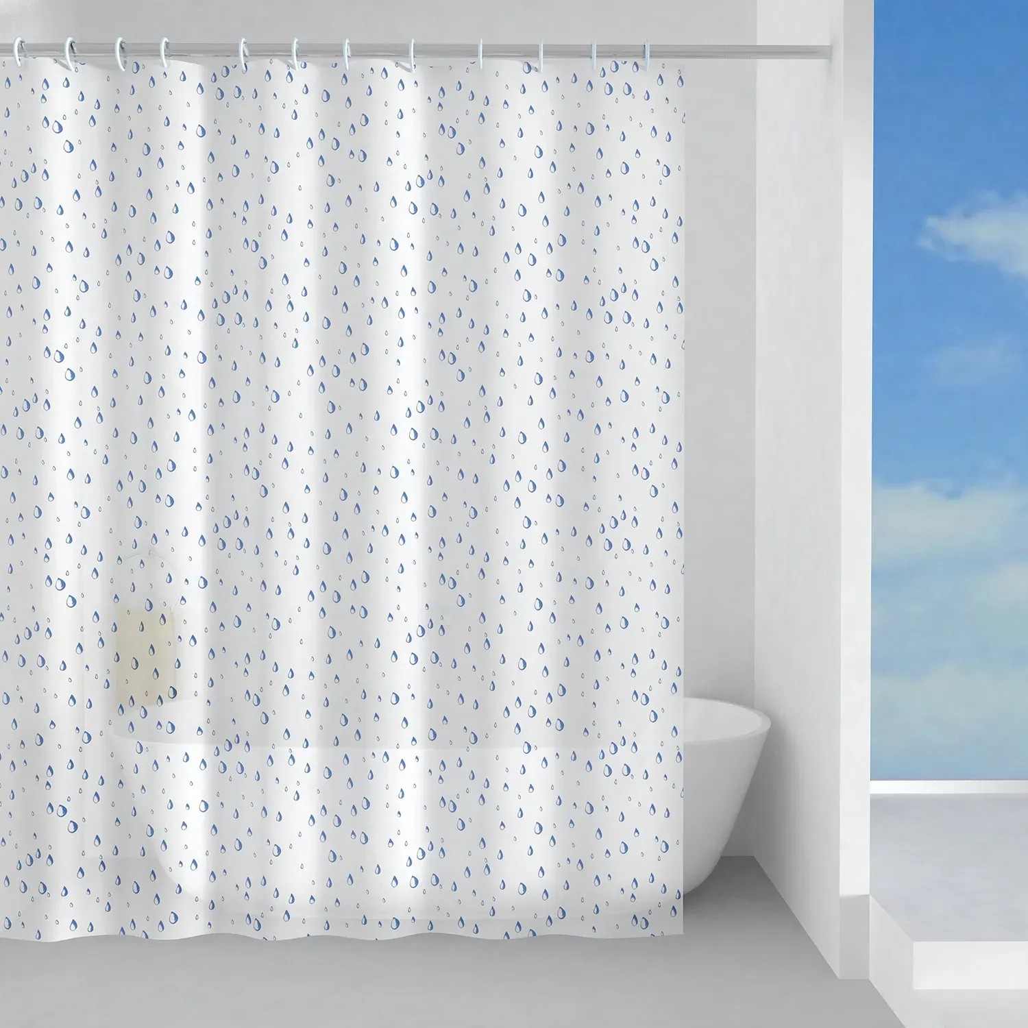 Tenda Da Doccia PEVA 3D Mosaik Retrò Grigio 120x220 Cm - Tenda Doccia Ecologica Con Anelli, Impermeabile E Riciclabile