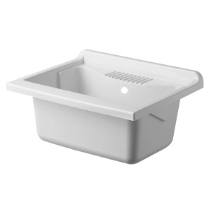 Lavatoio bianco t.b.t. in plastica con ripiano scanalato.