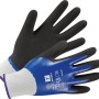 Guanti da giardino blu e neri con rivestimento in nitrile, taglia 7.