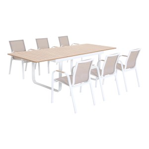 Tavolo allungabile da giardino Butterfield allu beige 155/246x100x75.5 cm