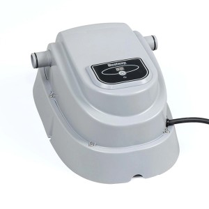 Riscaldatore per piscina Bestway, involucro grigio con display e connessioni per sistema piscina.