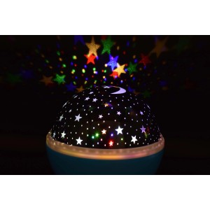 Lampada da lettura t.b.t. con proiezione di stelle e luna per la cameretta dei bambini.