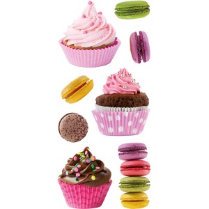 Adesivi da parete t.b.t. con cupcake e macarons per cucina e cameretta.