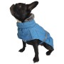 Cappotto blu per cani t.b.t. con collo in pelliccia per cani di piccola taglia.