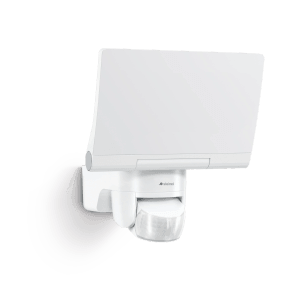 Faretto LED bianco Steinel XLED Home 2 SC con rilevatore di movimento e pannello LED orientabile.