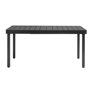 Tavolo da giardino t.b.t. nero con piano a listelli.