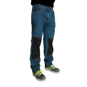 Pantaloni da lavoro t.b.t. in denim con ginocchia rinforzate e tasche laterali.