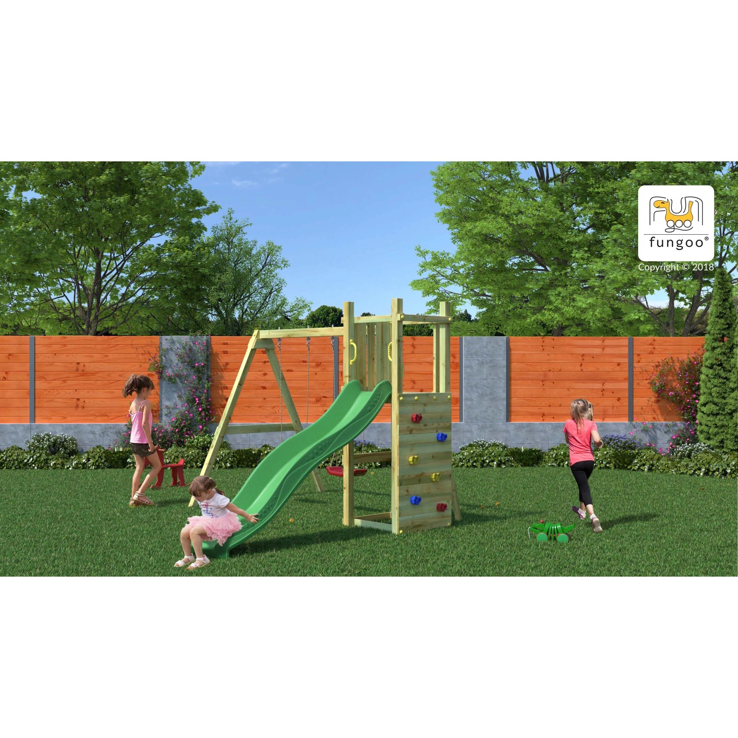 Gioco da giardino Funny con scivolo e altalene 345x284xh210 cm_5