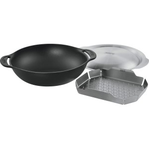 Weber Wok-Einsatz Gourmet BBQ System: Wok in ghisa con coperchio e inserto per cottura a vapore per barbecue.