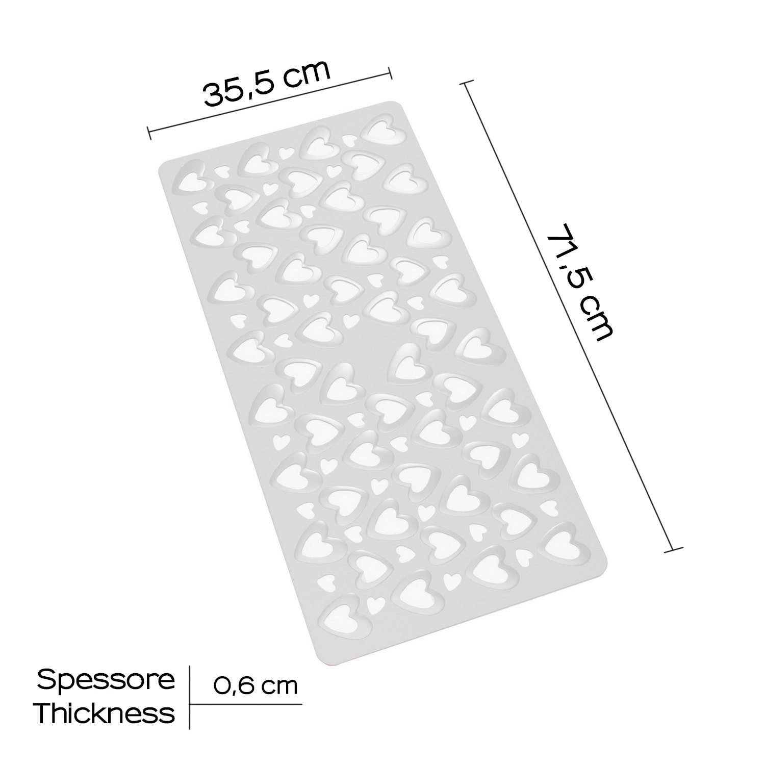 Tappeto antiscivolo per vasca Cuore 35,5x71 cm trasparente