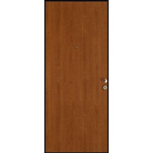 Porta blindata t.b.t. marrone con spioncino e maniglia.