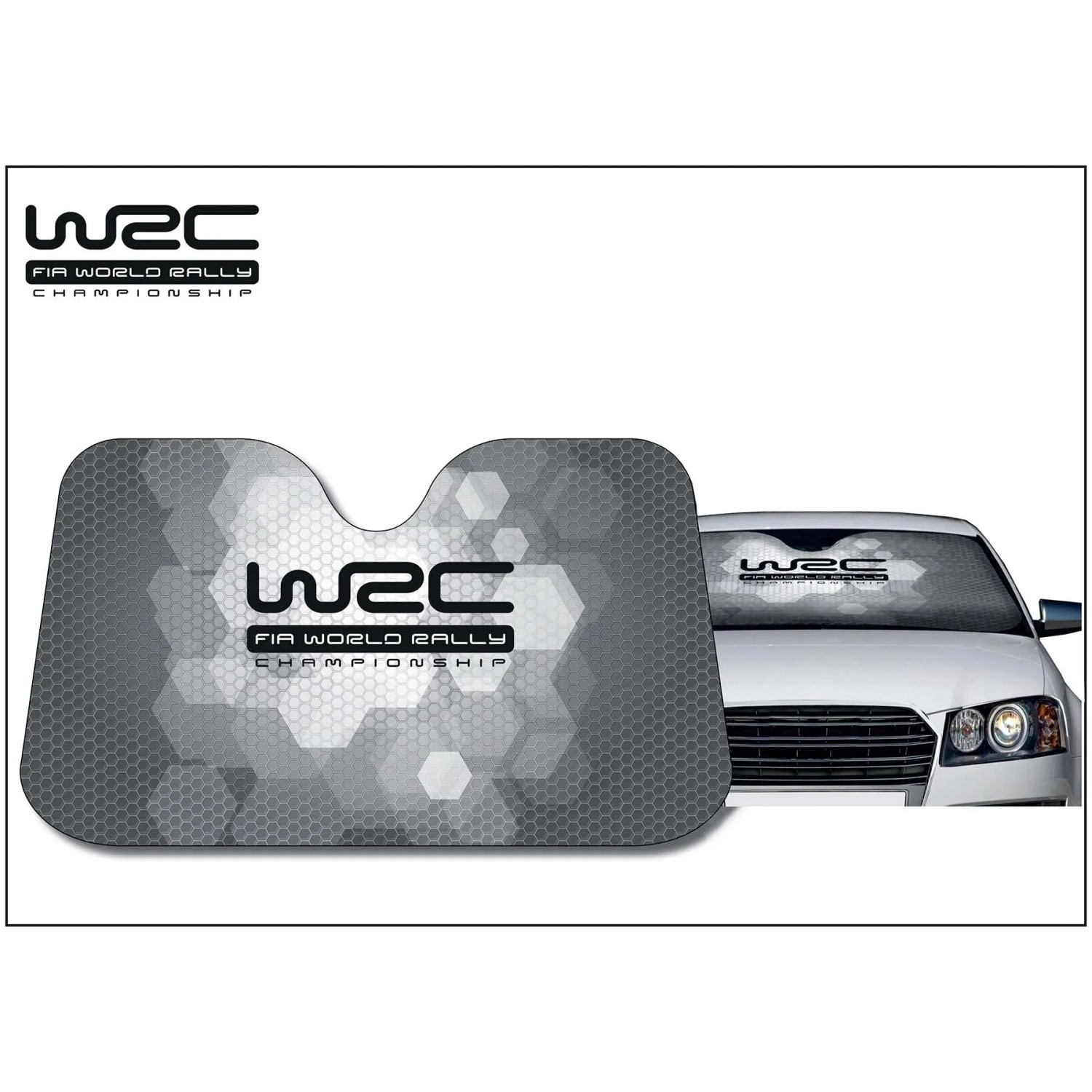 t.b.t. Parasole auto con logo WRC per il parabrezza.