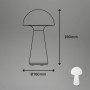 Lampada da tavolo a batteria bianca Brilo Fungo, luce decorativa da esterno a forma di fungo, 280x160mm.