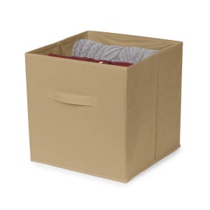 Cubo portaoggetti pieghevole beige Simply 31x31x31 cm