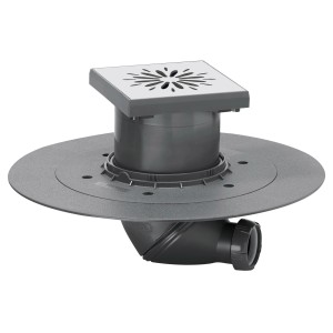 t.b.t. Scarico a pavimento con griglia in acciaio inox e flangia per bagno o doccia.