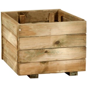 Fioriera da esterno quadrata in legno naturale.