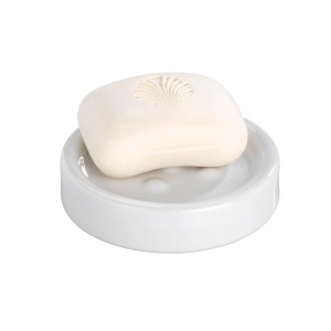 Wenko Porta sapone Polaris White con sapone, ceramica, bianco, per bagno e cucina.