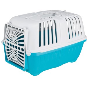 Trasportino in plastica Jollypaw, blu e grigio chiaro, 33x32x48 cm, per gatti.