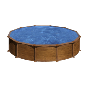 Piscina rotonda Gre Mauritius effetto legno, Ø 550 cm, colori legno. Piscina con pareti in acciaio.