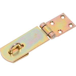 Catenaccio di sicurezza zincato giallo, 85x35mm, per fissare coperchi di casse e piccoli passaggi.