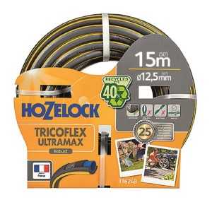 Tubo per irrigazione Hozelock Tricoflex Ultramax, 15m, 12.5mm, robusto e anti-torsione.