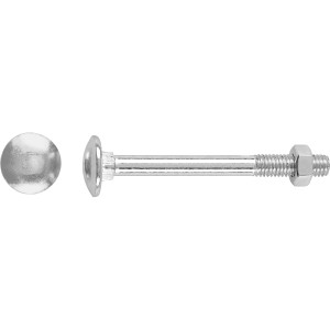 Bullone a testa tonda LUX zincato M8x50 mm con dadi, ideale per costruzioni pesanti.