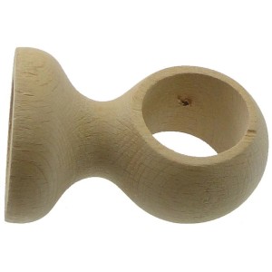 Supporto per bastone per tende in legno chiaro, per montaggio a parete.