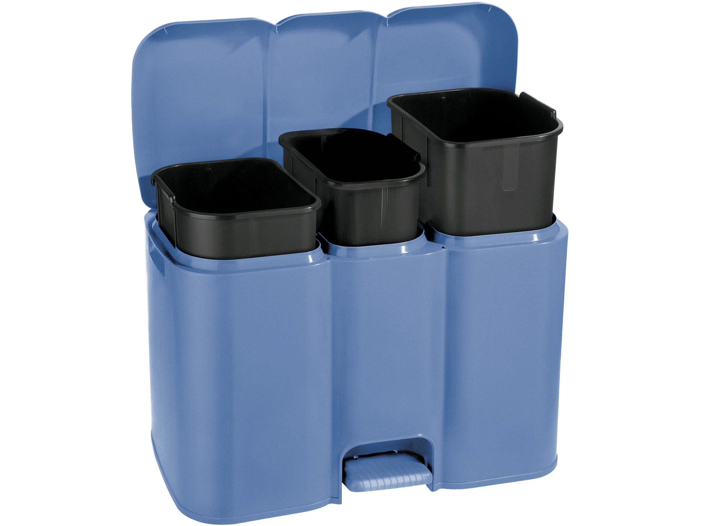 TATAY Pattumiera Differenziata 50L Con Coperchio Basculante – Set Da 3 Contenitori (plastica, Carta, Vetro) Per Interno/esterno, Anti UV, Senza BPA