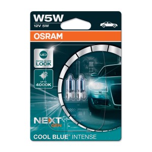 Lampadine per auto Osram W5W Cool Blue Intense, confezione da 2 per l'impianto elettrico auto.