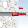 Illustrazione: Tassello Fischer Duopower 8x65 con vite nel muro, funzionamento.