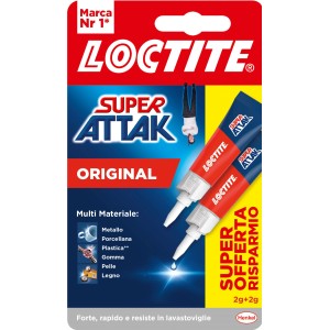 Loctite Super Attak Original, colla adatta per metallo, porcellana, plastica, gomma, pelle e legno.