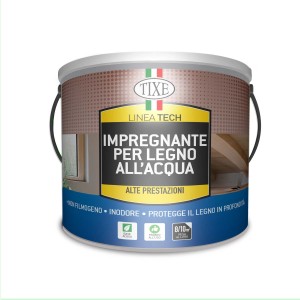 Barattolo di impregnante per legno Tixe, adatto per uso interno ed esterno.