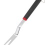 Forchettone da grill Jamestown in acciaio inox con manico nero e occhiello.
