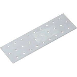 Connettore piatto zincato rettangolare (200x60 mm) con fori per fissare parti di mobili.